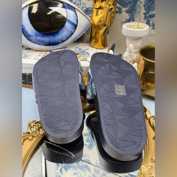 🆕 KURT GEIGER LONDON 🧿 NWOT Blue Denim Meena Eagle Slides, Sz EU 36.5 US 6.5 - Picture 13 of 14